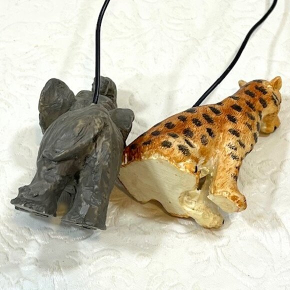 VTG Cheetah Elephant Photo Notecard Wire Holders Hangers Office Home 6.5"Tall - Picture 3 of 13